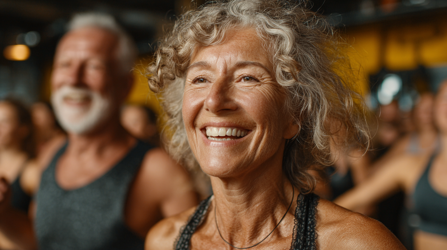 Група старших людей займається фітнесом на свіжому повітрі